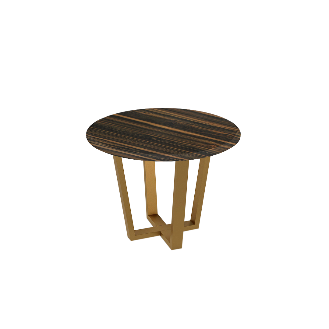 Mix & Match Round Marble Dining Table with Gold Metal Base (4-seater)
