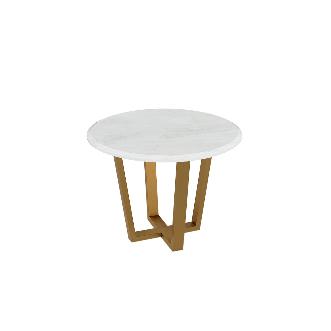 Mix & Match Round Marble Dining Table with Gold Metal Base (4-seater)