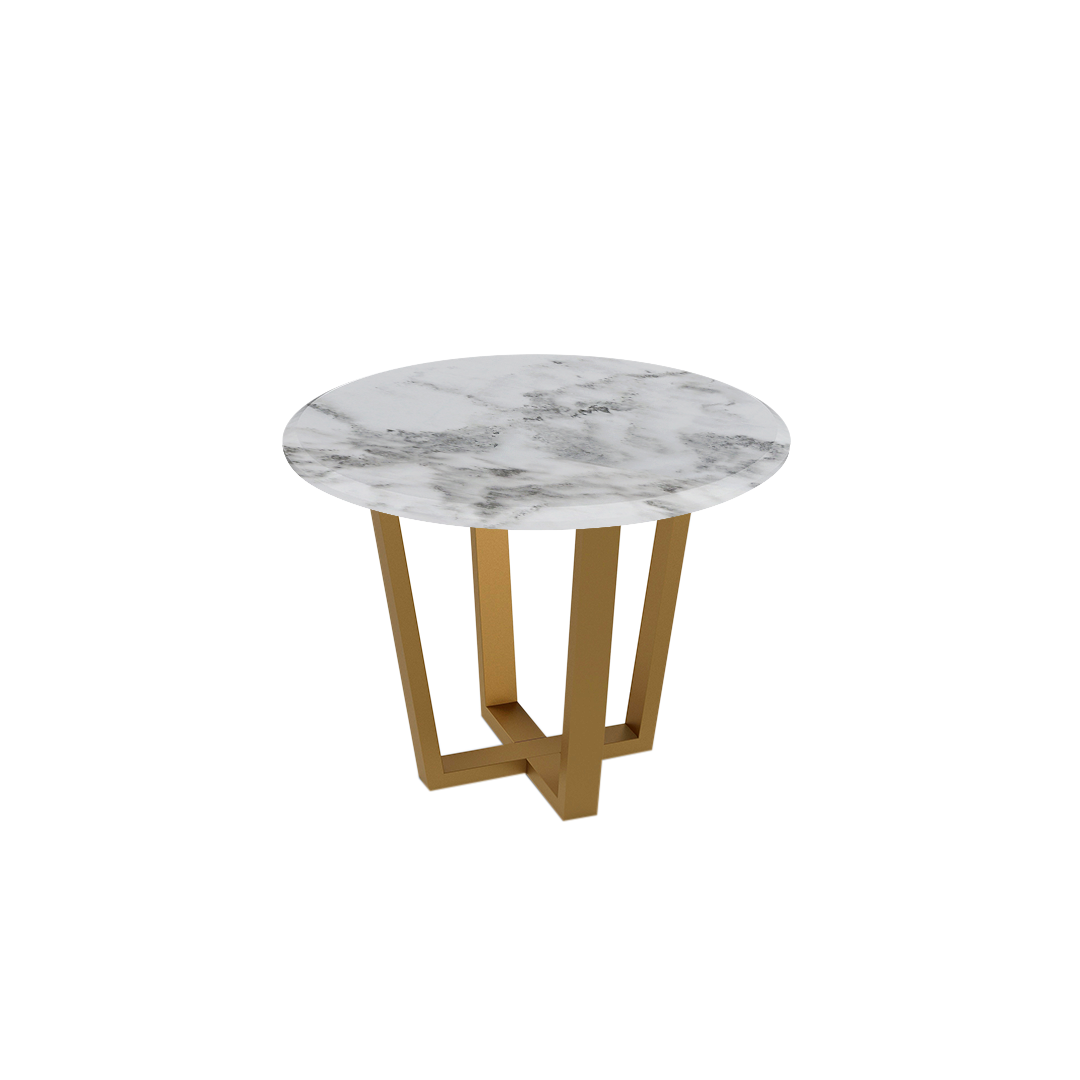 Mix & Match Round Marble Dining Table with Gold Metal Base (4-seater)
