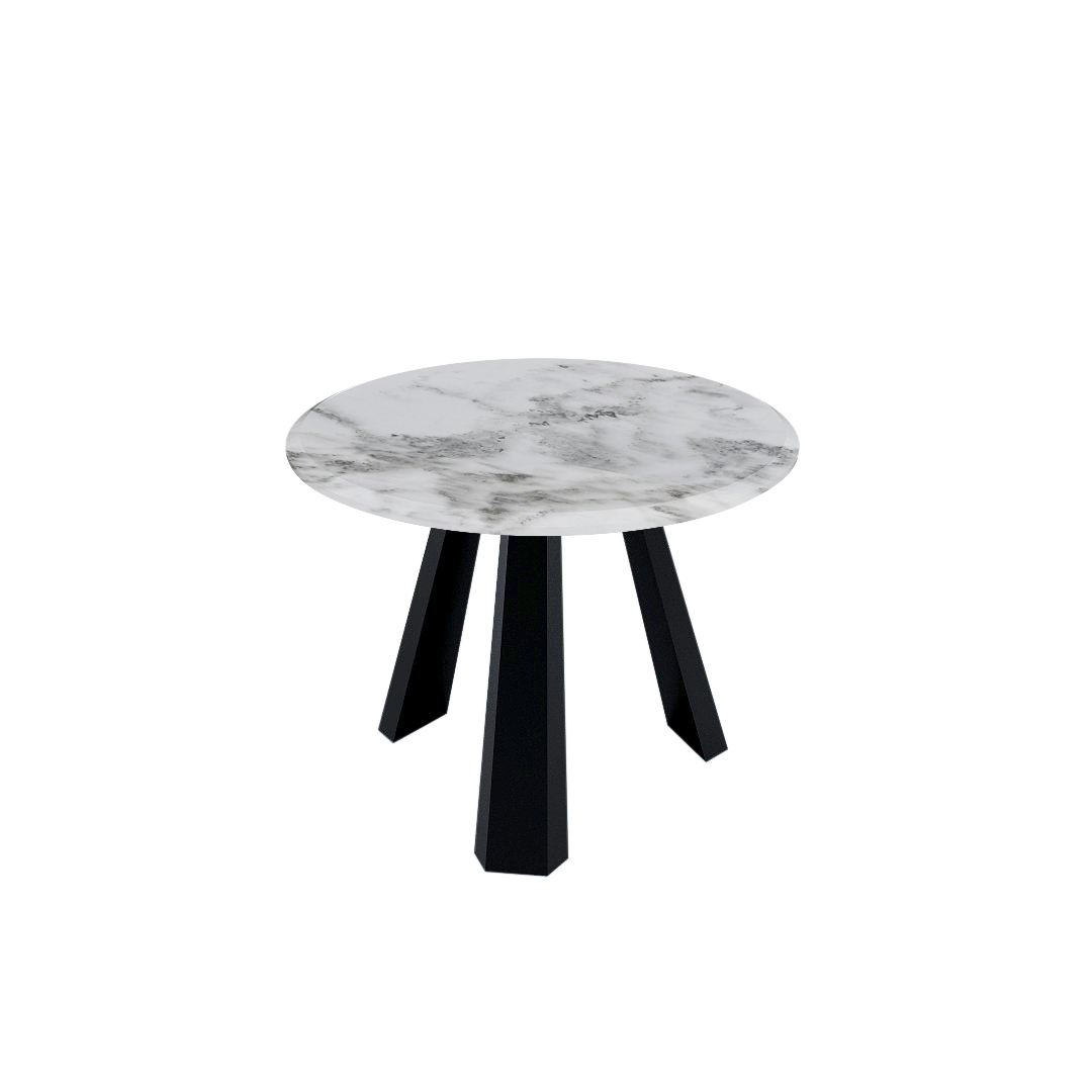 Mix & Match Round Marble Dining Table with Black Metal Base (4-seater)