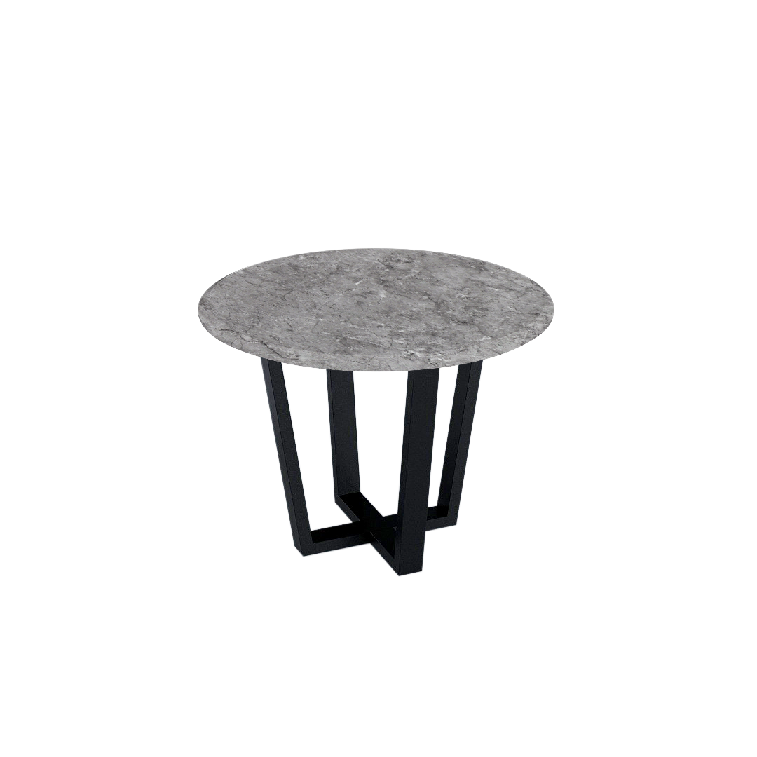 Mix & Match Round Marble Dining Table with Black Metal Base (4-seater)