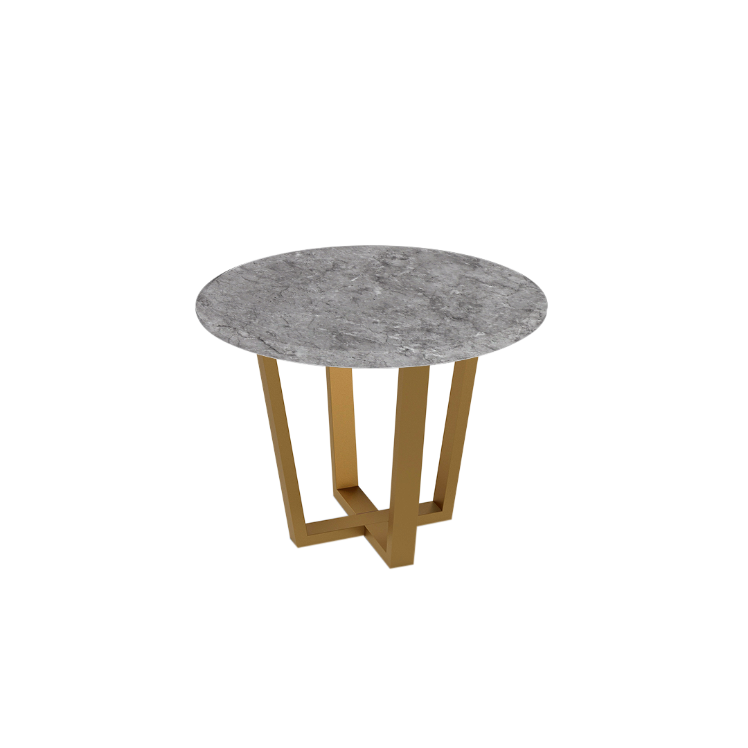 Mix & Match Round Marble Dining Table with Gold Metal Base (4-seater)