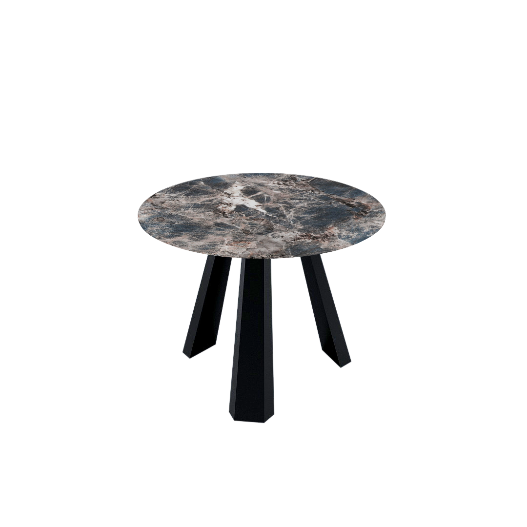 Mix & Match Round Marble Dining Table with Black Metal Base (4-seater)