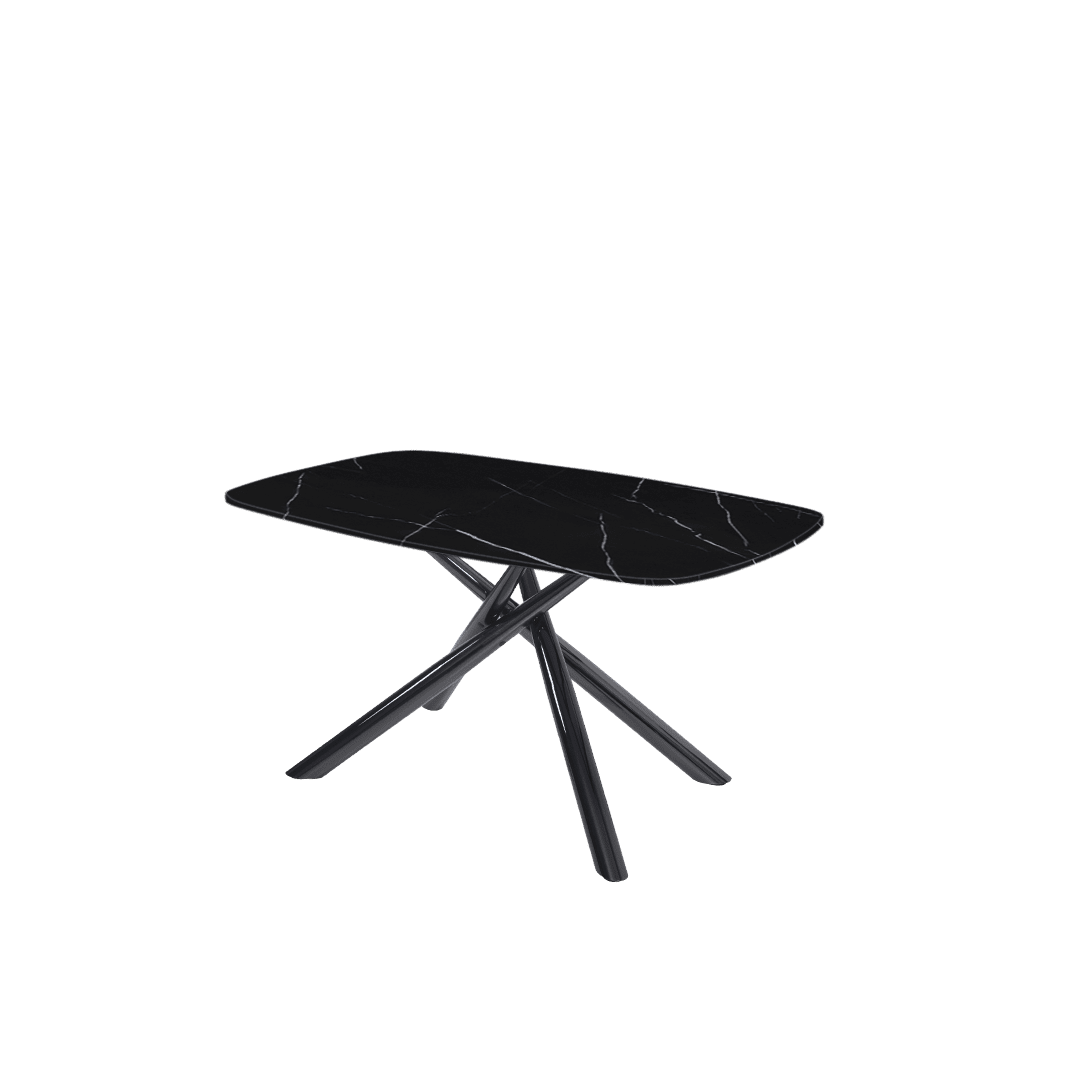 Mix & Match Rectangular Marble Dining Table with Xylia Black Metal Base (1.5m x 0.9m)