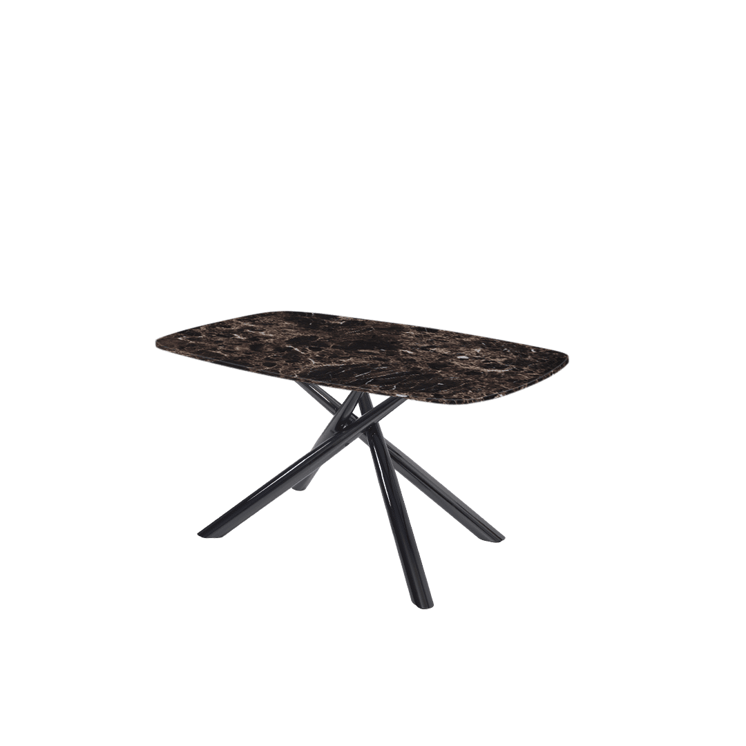 Mix & Match Rectangular Marble Dining Table with Xylia Black Metal Base (1.5m x 0.9m)