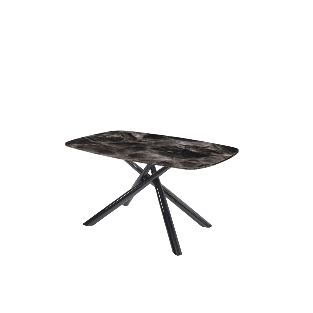 Mix & Match Rectangular Marble Dining Table with Xylia Black Metal Base (1.5m x 0.9m)