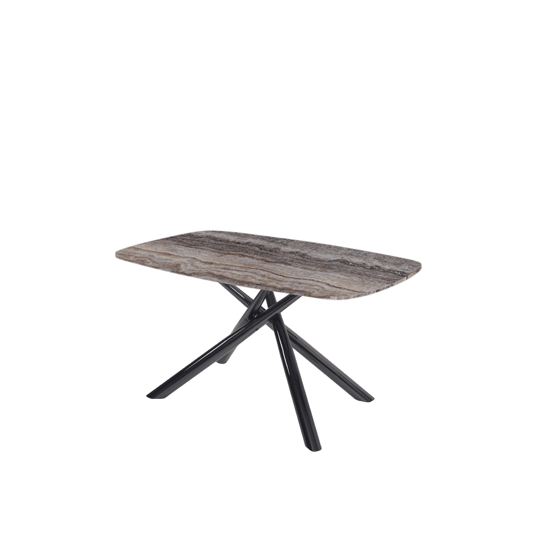 Mix & Match Rectangular Marble Dining Table with Xylia Black Metal Base (1.5m x 0.9m)