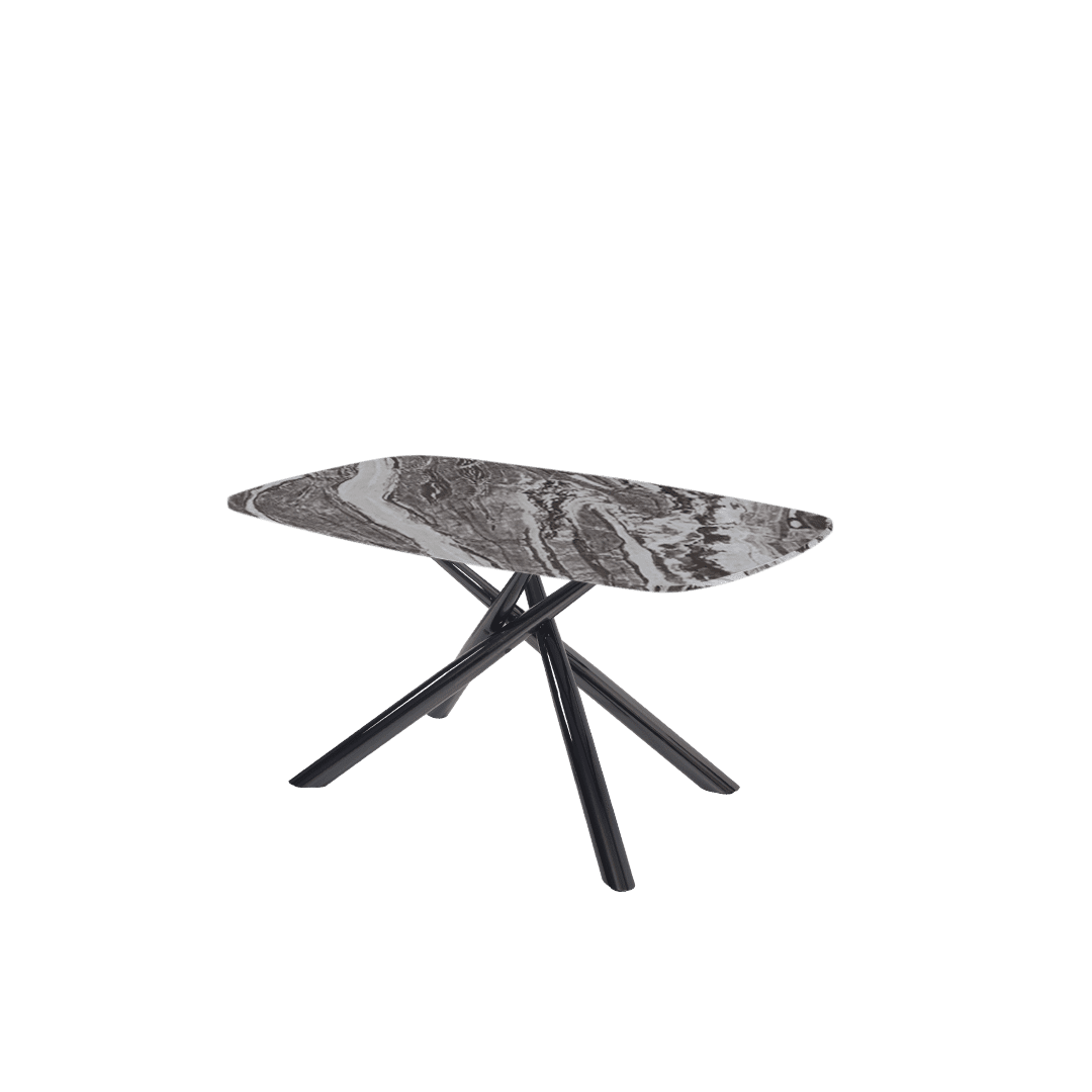 Mix & Match Rectangular Marble Dining Table with Xylia Black Metal Base (1.5m x 0.9m)