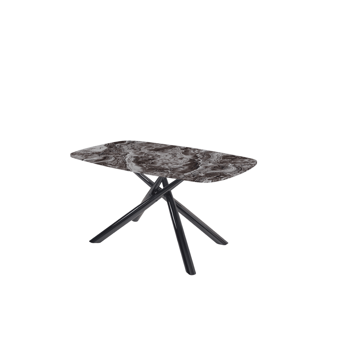 Mix & Match Rectangular Marble Dining Table with Xylia Black Metal Base (1.5m x 0.9m)