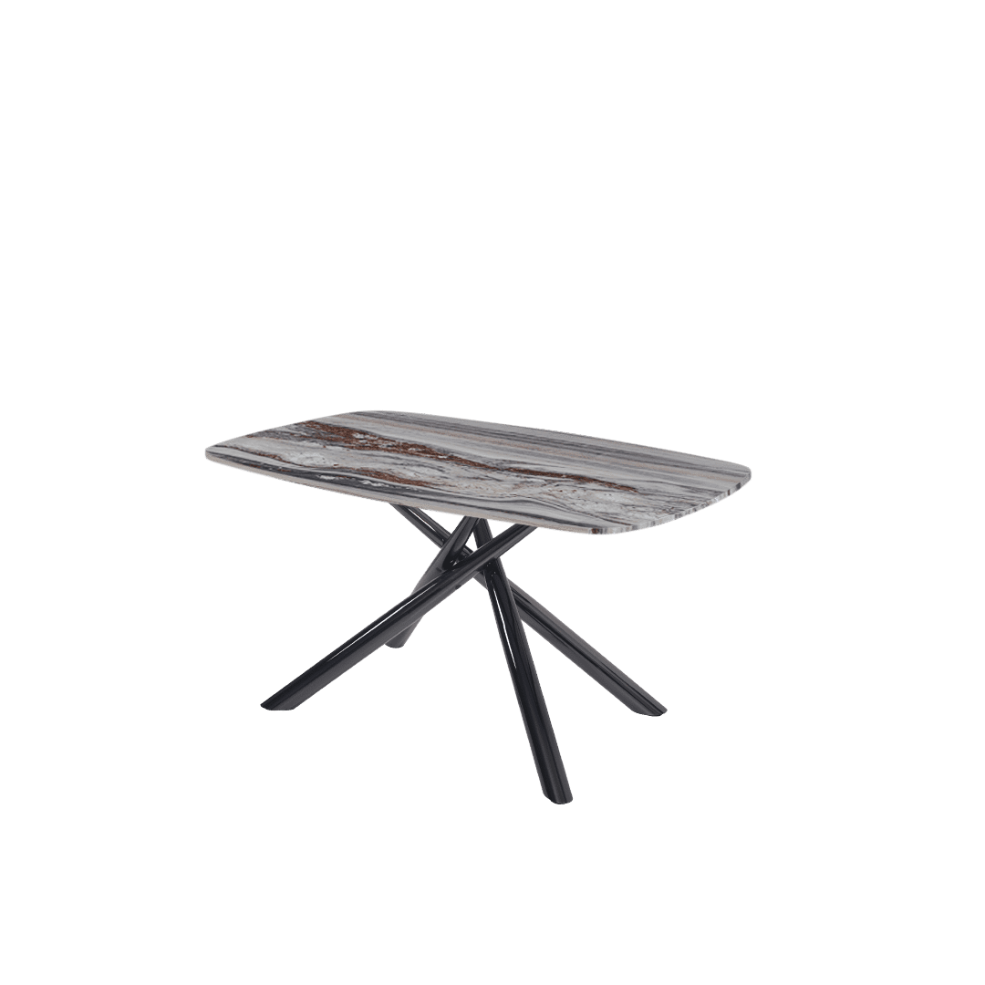 Mix & Match Rectangular Marble Dining Table with Xylia Black Metal Base (1.5m x 0.9m)