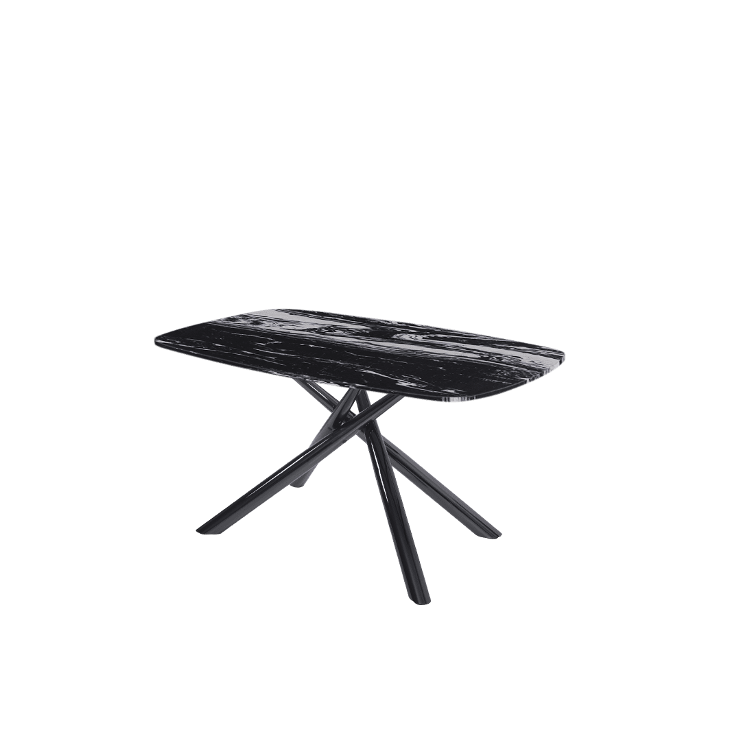Mix & Match Rectangular Marble Dining Table with Xylia Black Metal Base (1.5m x 0.9m)