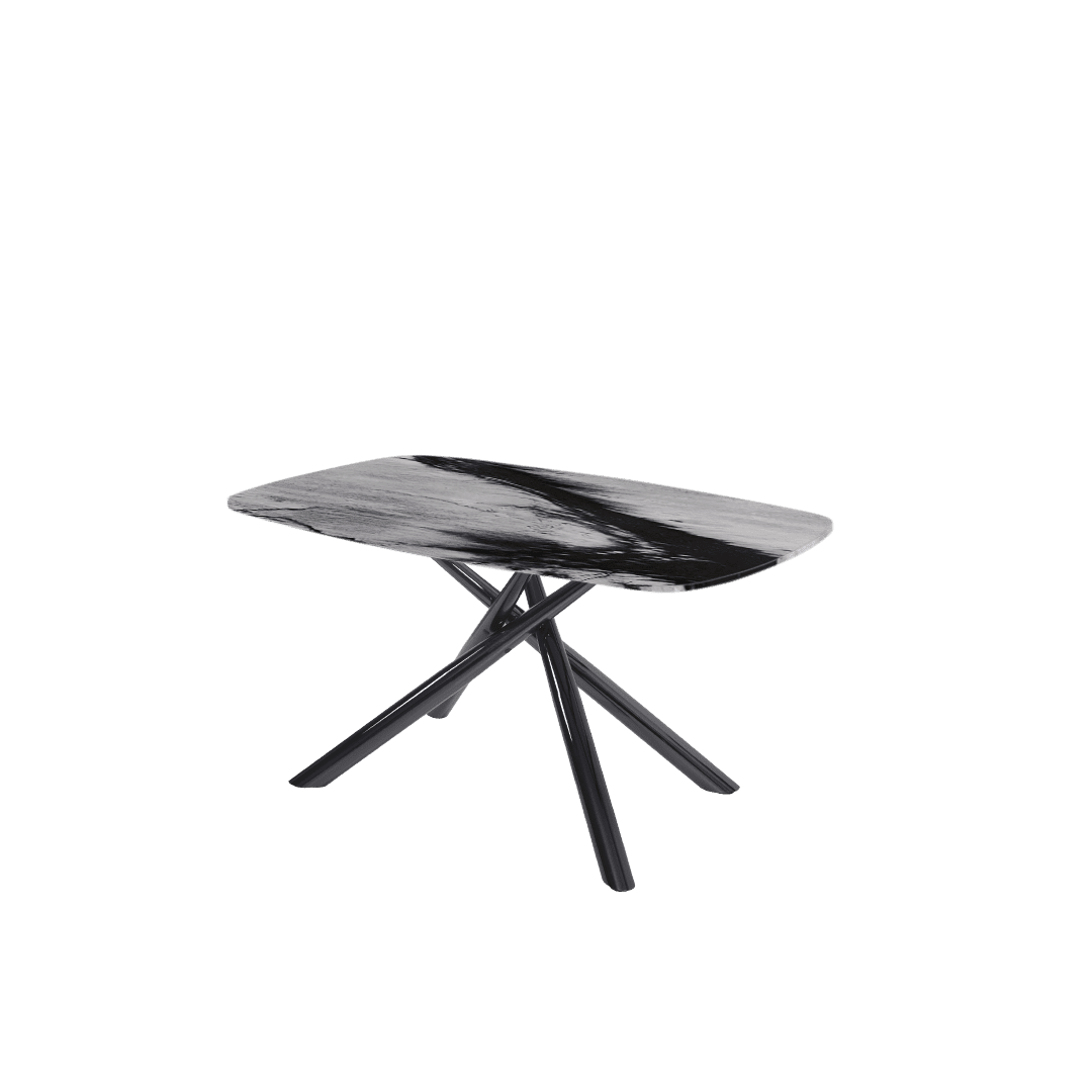 Mix & Match Rectangular Marble Dining Table with Xylia Black Metal Base (1.5m x 0.9m)