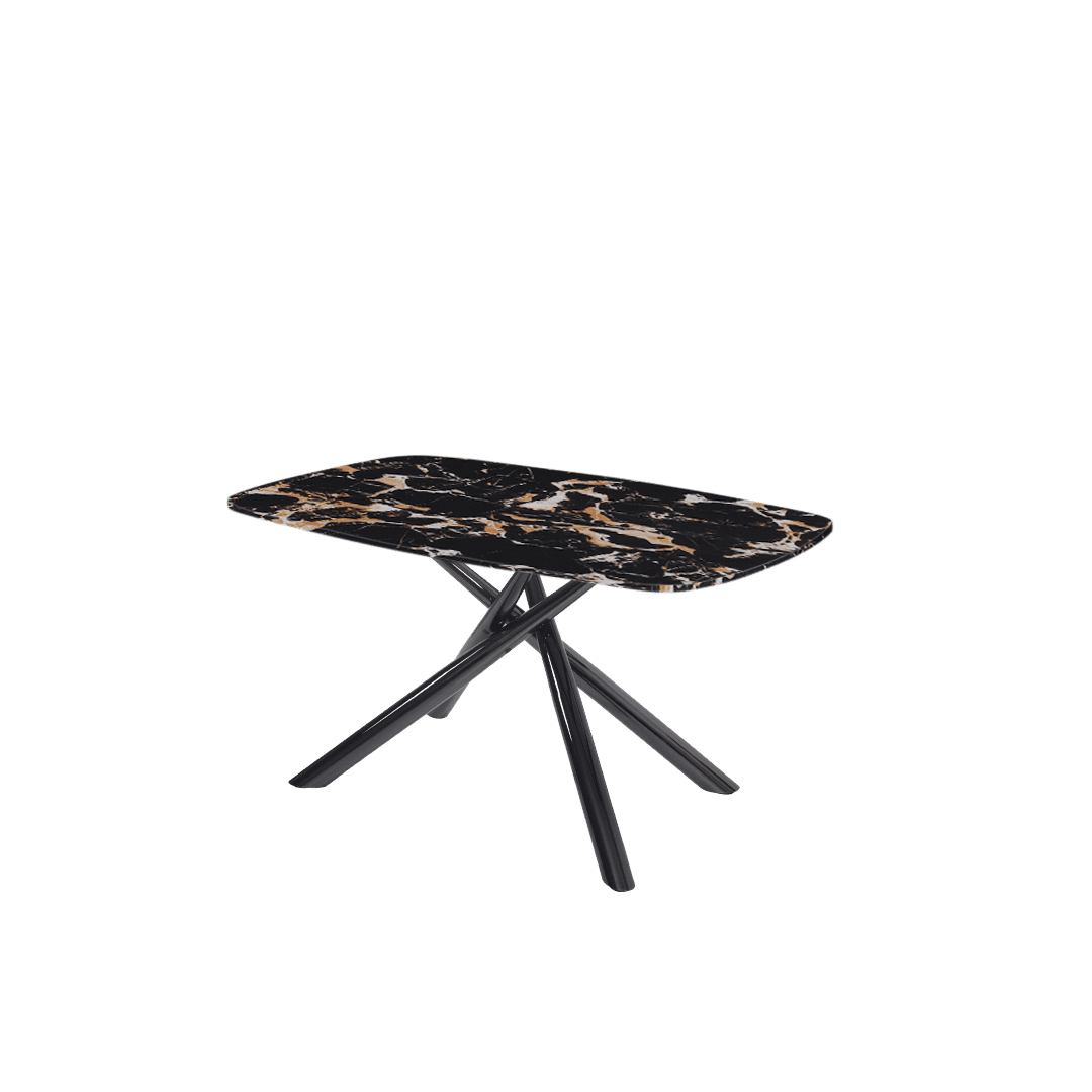 Mix & Match Rectangular Marble Dining Table with Xylia Black Metal Base (1.5m x 0.9m)