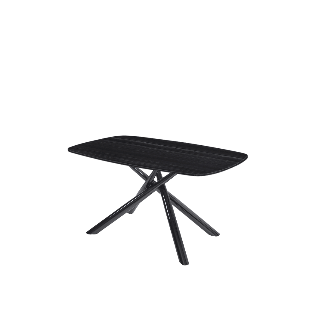 Mix & Match Rectangular Marble Dining Table with Xylia Black Metal Base (1.5m x 0.9m)
