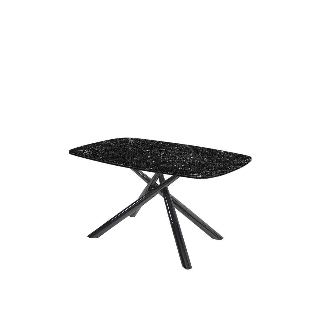 Mix & Match Rectangular Marble Dining Table with Xylia Black Metal Base (1.5m x 0.9m)