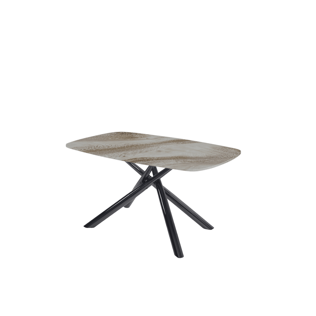 Mix & Match Rectangular Marble Dining Table with Xylia Black Metal Base (1.5m x 0.9m)