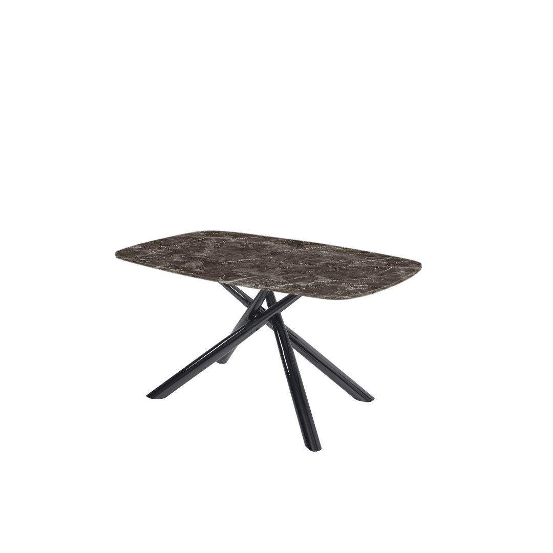 Mix & Match Rectangular Marble Dining Table with Xylia Black Metal Base (1.5m x 0.9m)
