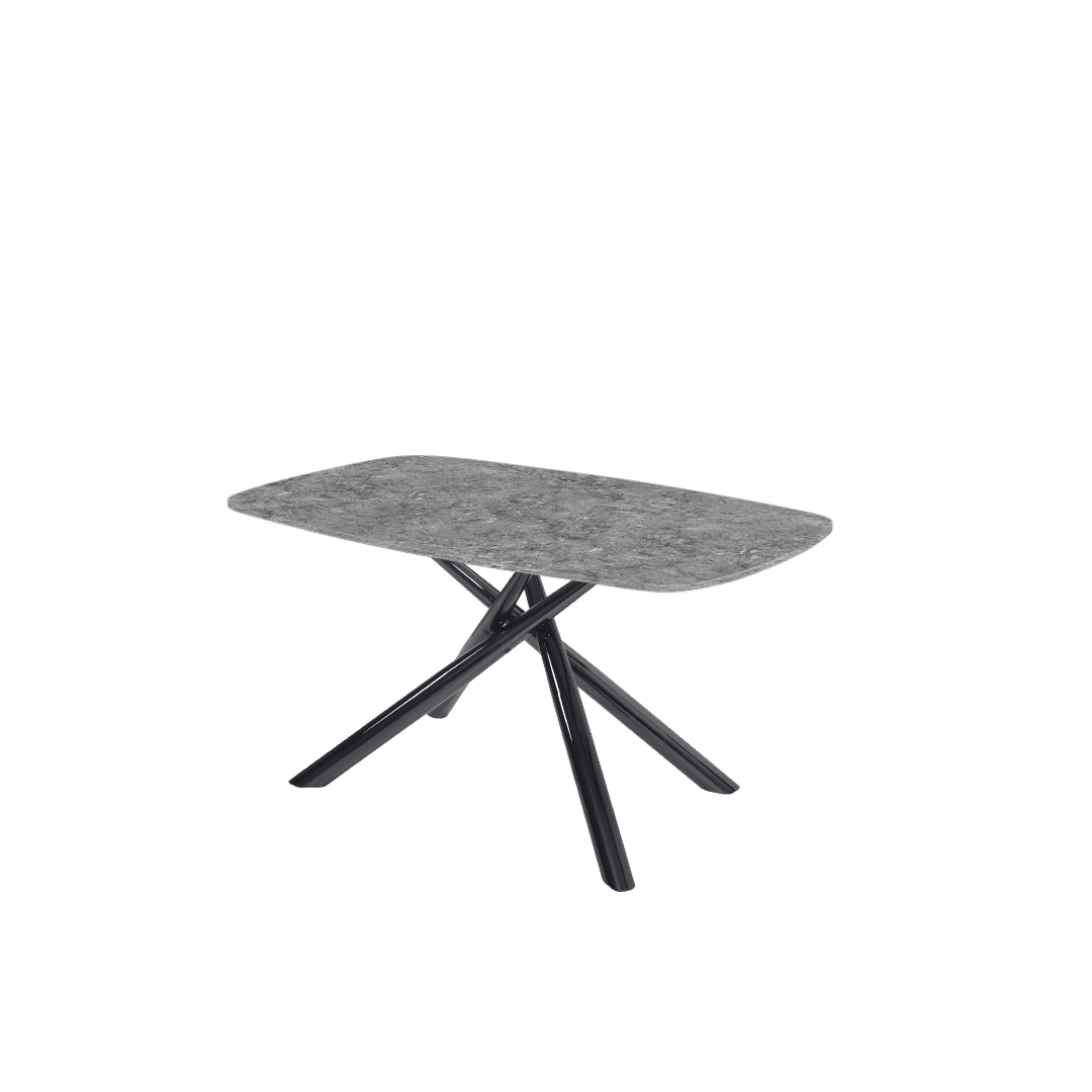 Mix & Match Rectangular Marble Dining Table with Xylia Black Metal Base (1.5m x 0.9m)