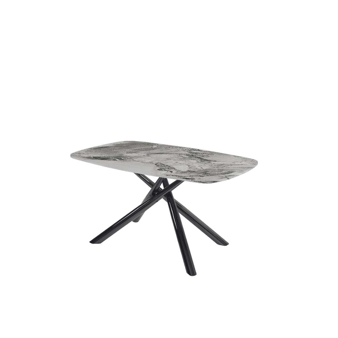 Mix & Match Rectangular Marble Dining Table with Xylia Black Metal Base (1.5m x 0.9m)