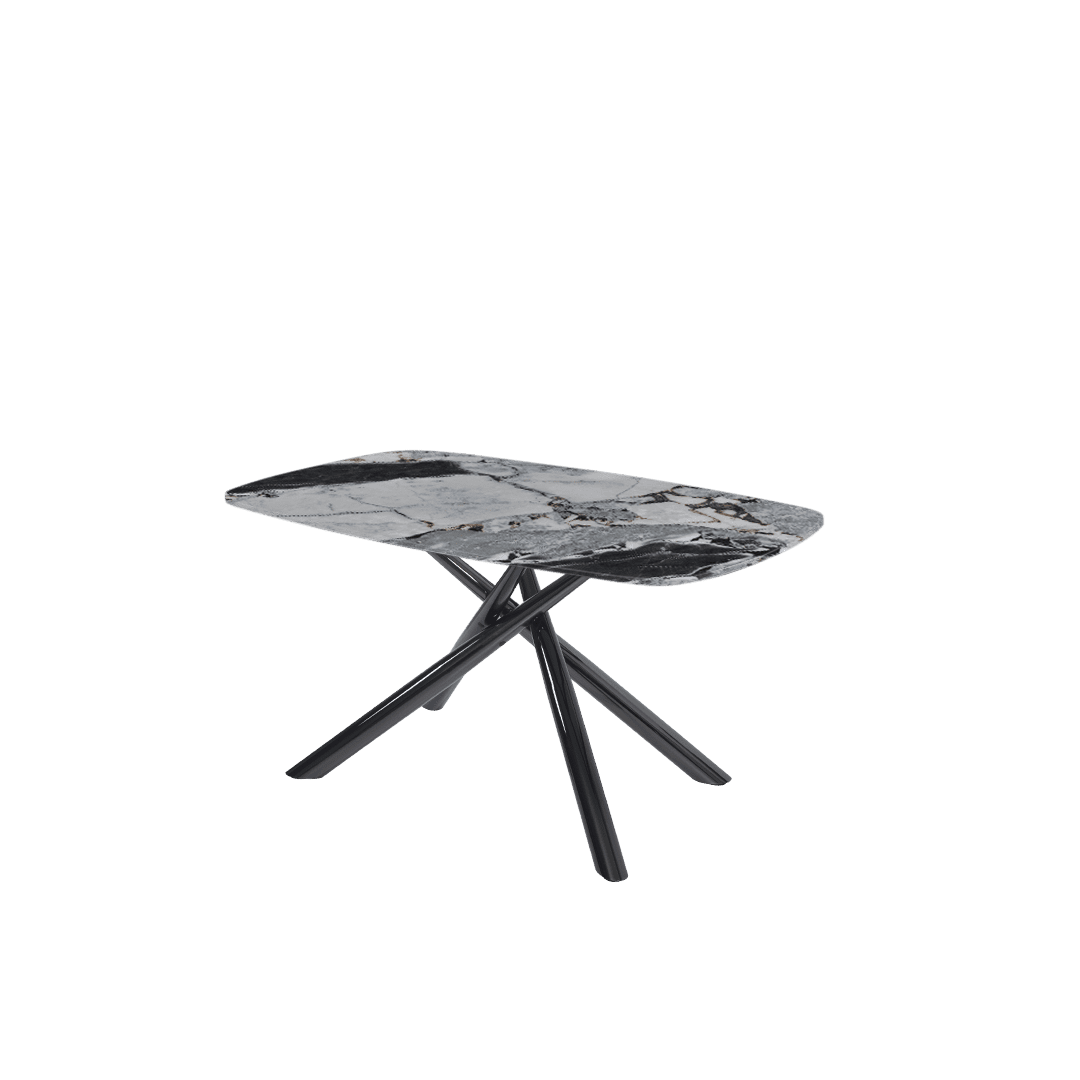 Mix & Match Rectangular Marble Dining Table with Xylia Black Metal Base (1.5m x 0.9m)