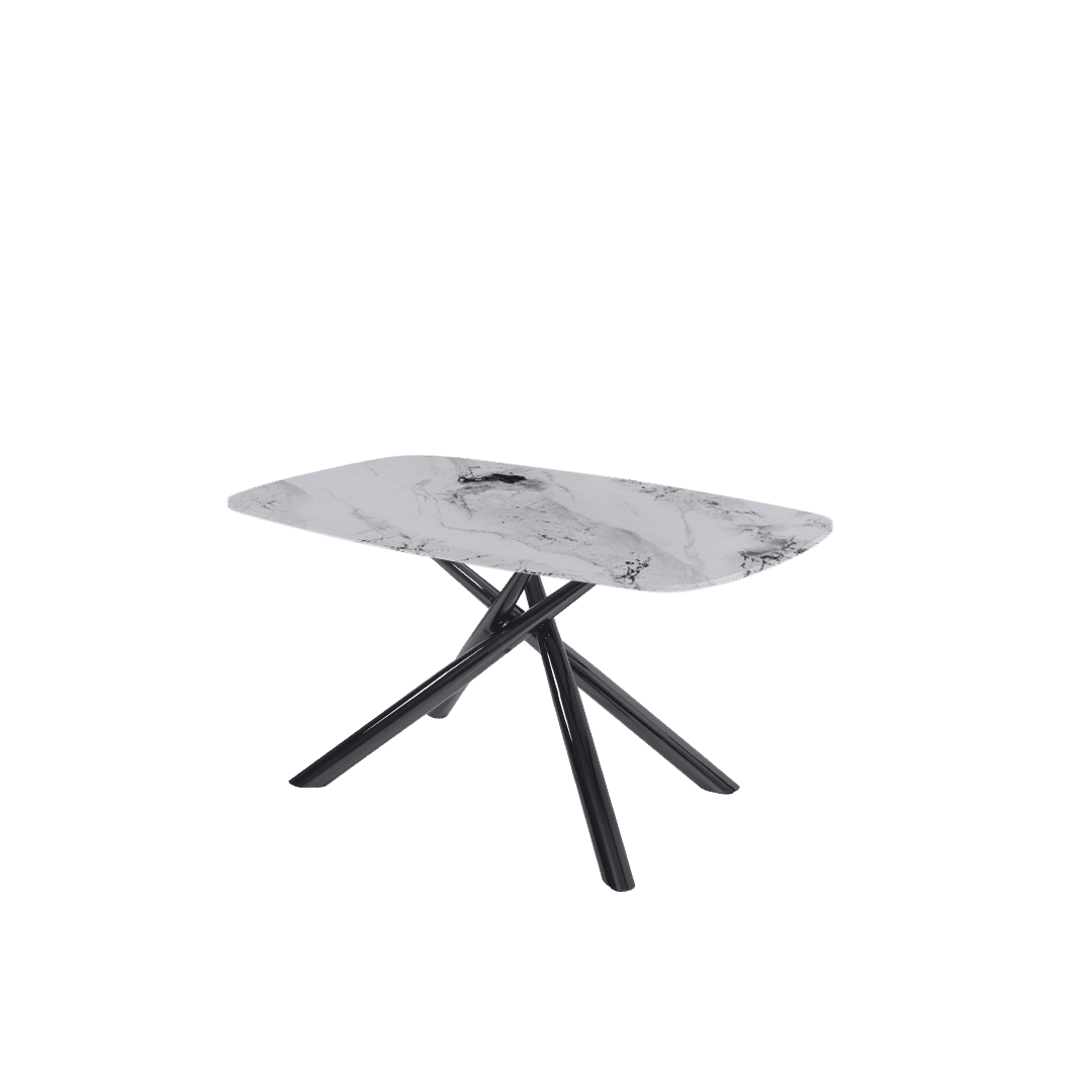Mix & Match Rectangular Marble Dining Table with Xylia Black Metal Base (1.5m x 0.9m)