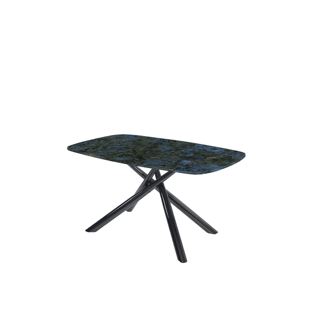 Mix & Match Rectangular Marble Dining Table with Xylia Black Metal Base (1.5m x 0.9m)