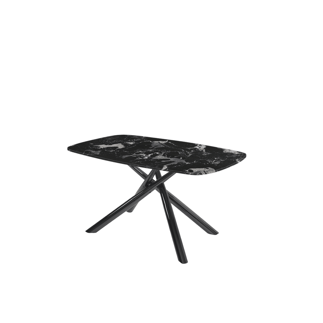 Mix & Match Rectangular Marble Dining Table with Xylia Black Metal Base (1.5m x 0.9m)