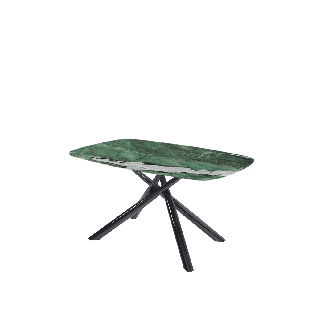 Mix & Match Rectangular Marble Dining Table with Xylia Black Metal Base (1.5m x 0.9m)
