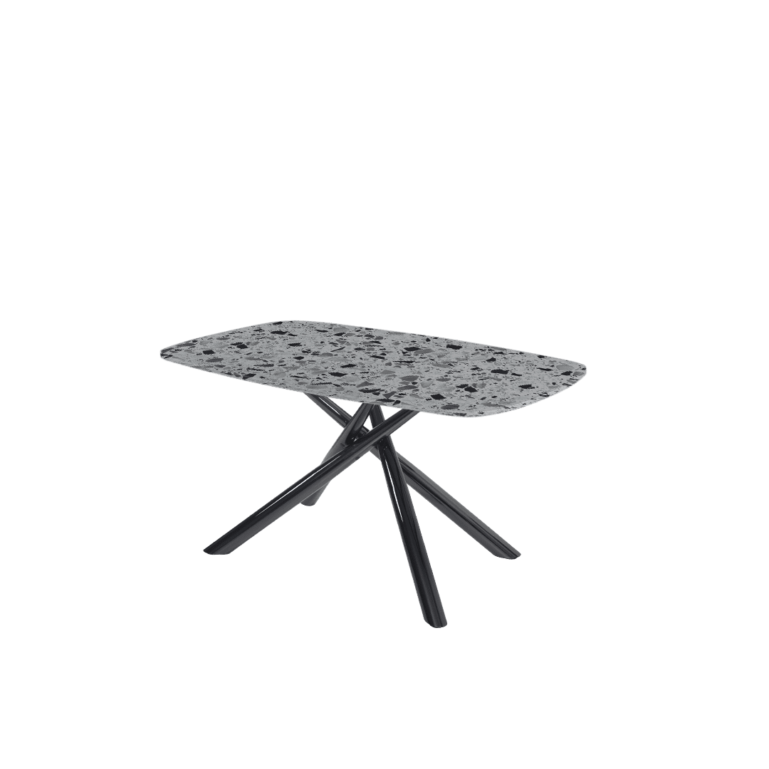 Mix & Match Rectangular Marble Dining Table with Xylia Black Metal Base (1.5m x 0.9m)