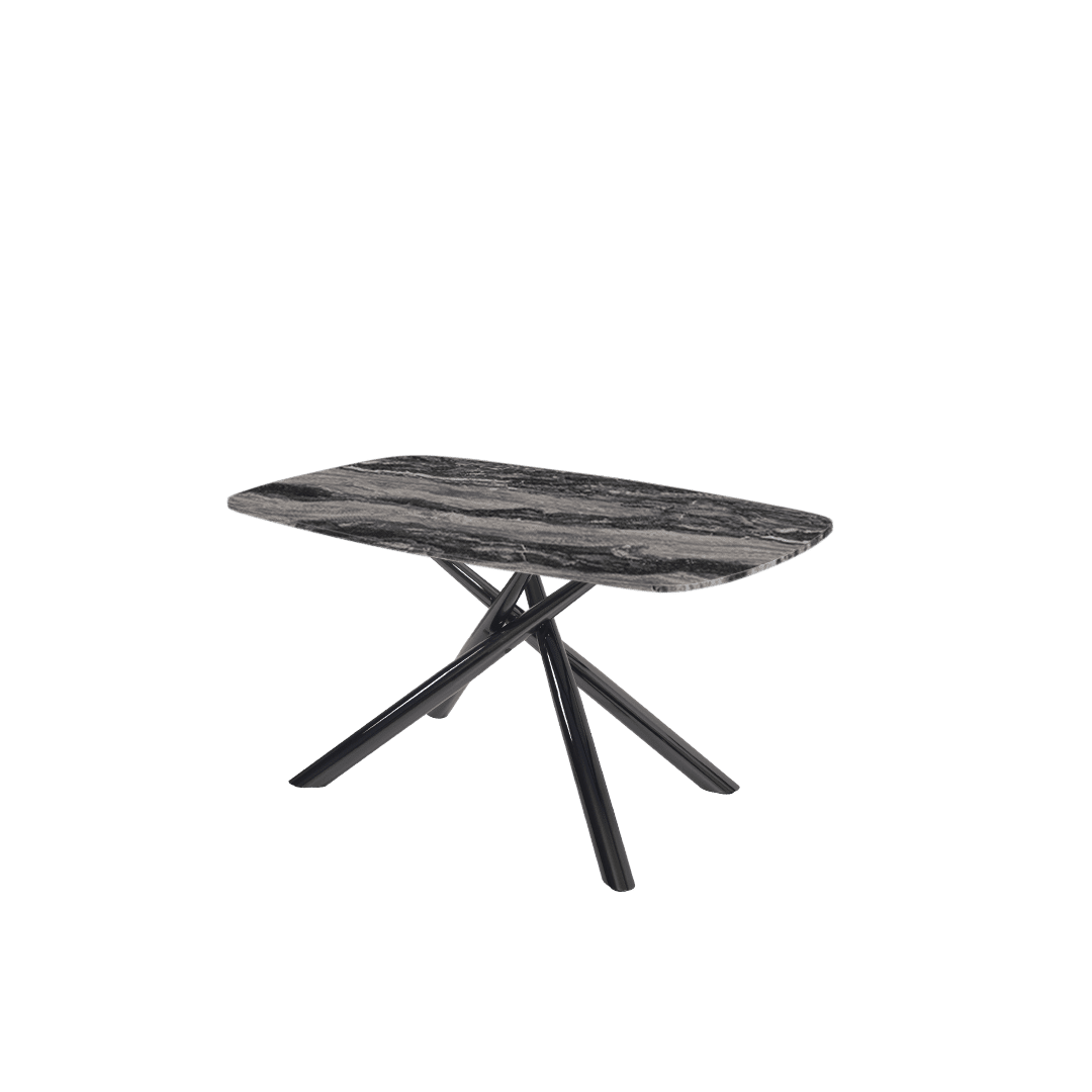 Mix & Match Rectangular Marble Dining Table with Xylia Black Metal Base (1.5m x 0.9m)