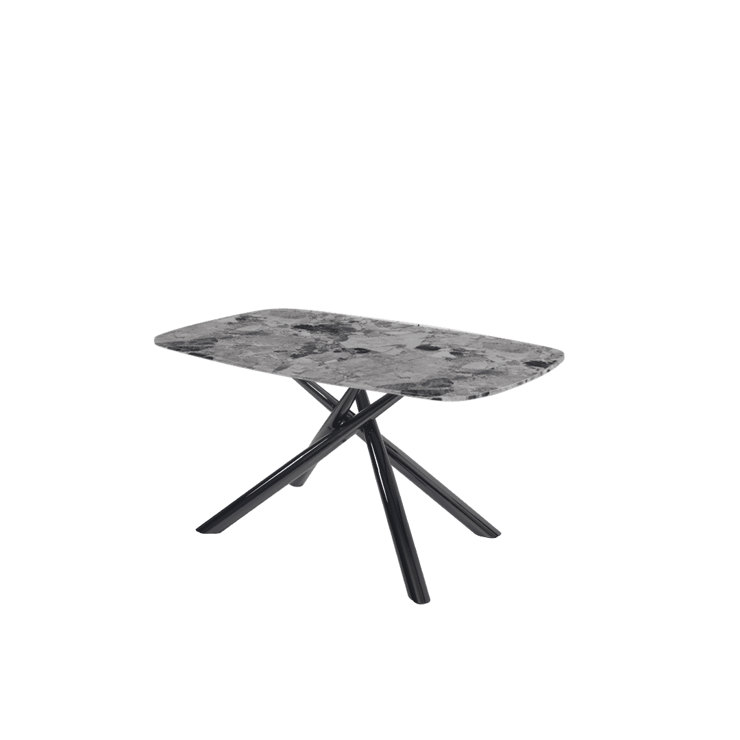 Mix & Match Rectangular Marble Dining Table with Xylia Black Metal Base (1.5m x 0.9m)