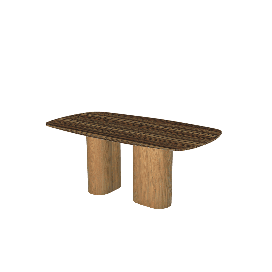 Mix & Match Rectangular Marble Dining Table with Paolo Ash Wood Base (1.8m x 1.0m)