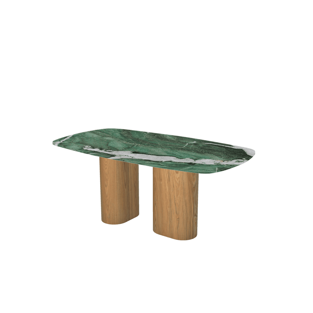 Mix & Match Rectangular Marble Dining Table with Paolo Ash Wood Base (1.8m x 1.0m)
