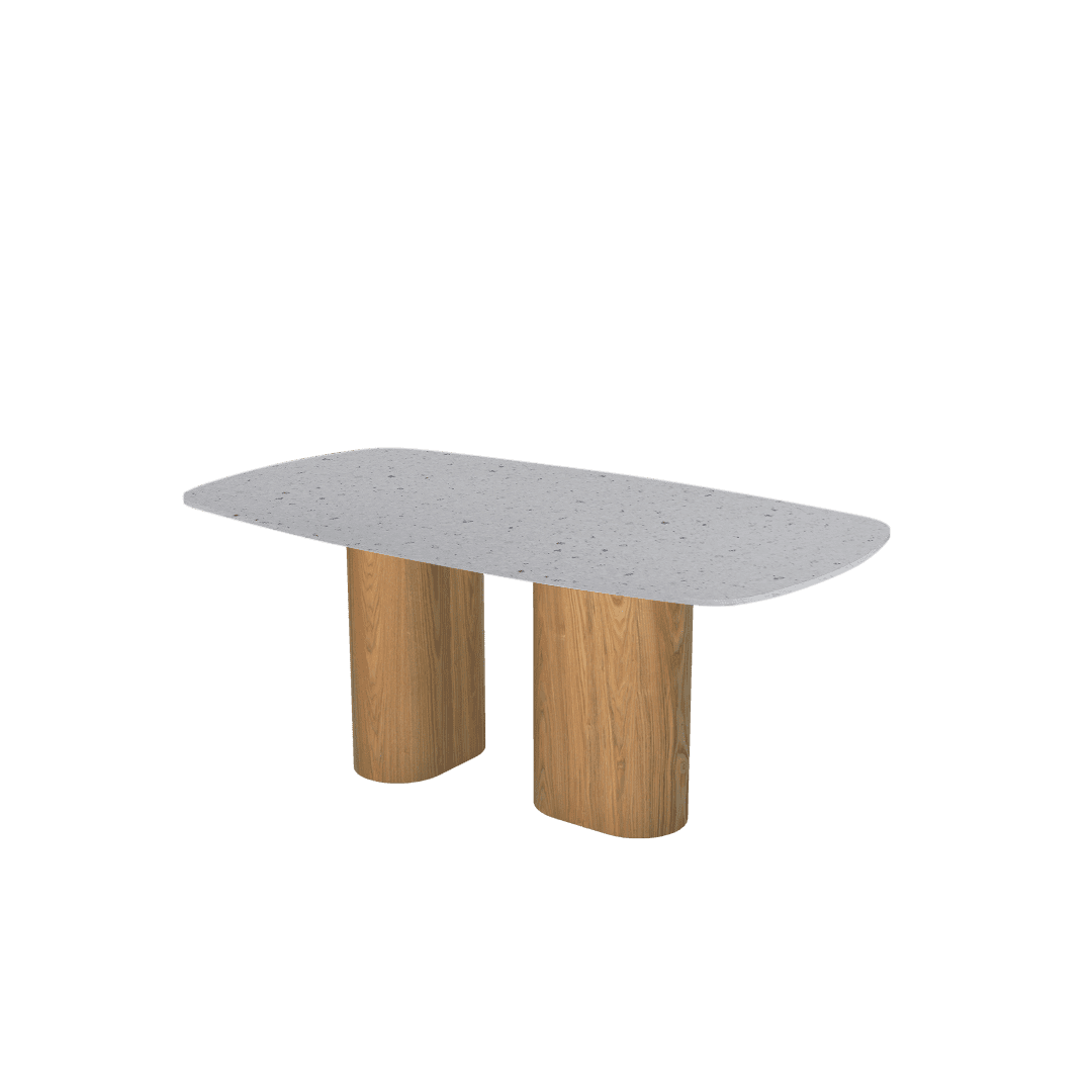 Mix & Match Rectangular Marble Dining Table with Paolo Ash Wood Base (1.8m x 1.0m)