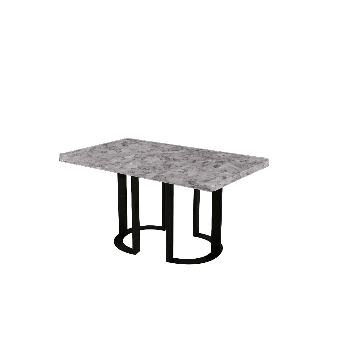 Mix & Match Rectangular Marble Dining Table with Roch Black Metal Base (1.5m x 0.9m)