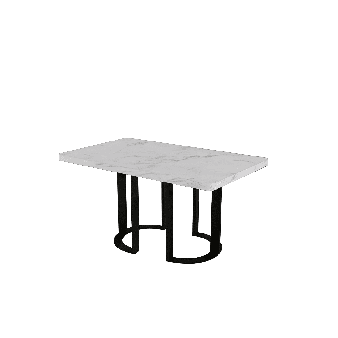 Mix & Match Rectangular Marble Dining Table with Roch Black Metal Base (1.5m x 0.9m)