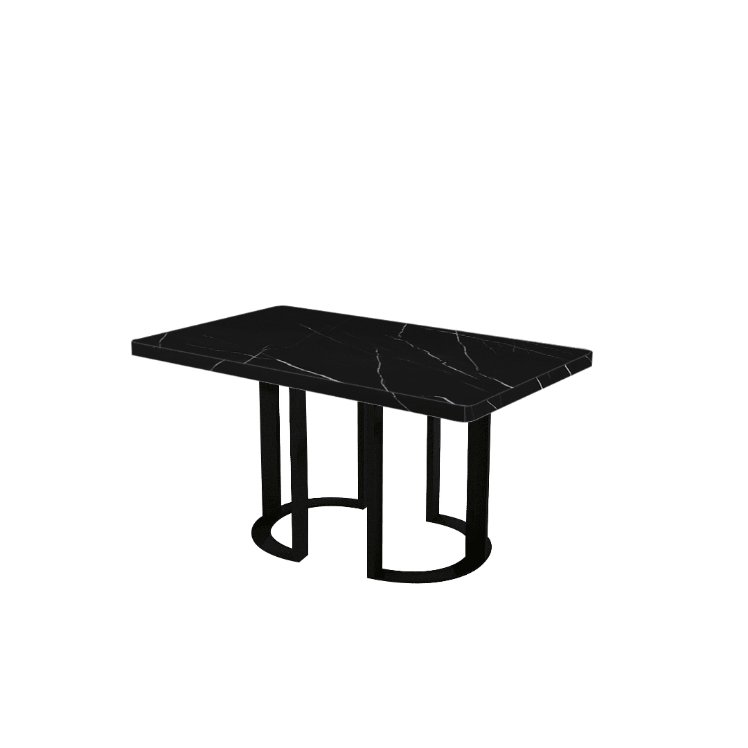 Mix & Match Rectangular Marble Dining Table with Roch Black Metal Base (1.5m x 0.9m)