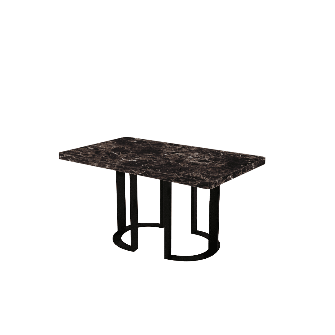 Mix & Match Rectangular Marble Dining Table with Roch Black Metal Base (1.5m x 0.9m)