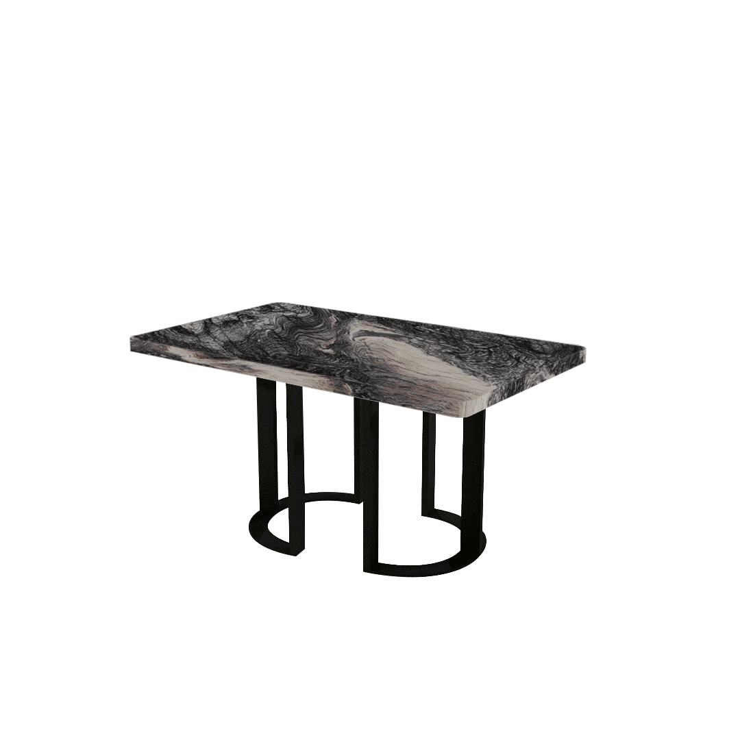 Mix & Match Rectangular Marble Dining Table with Roch Black Metal Base (1.5m x 0.9m)