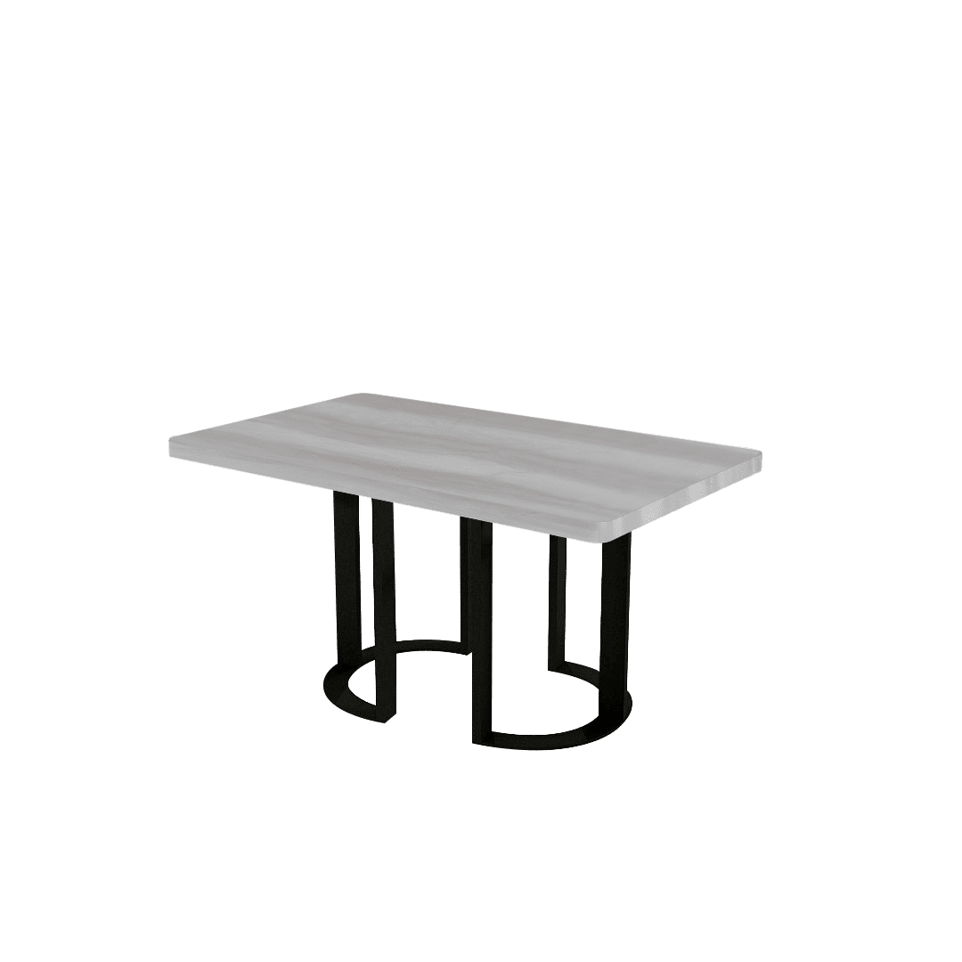 Mix & Match Rectangular Marble Dining Table with Roch Black Metal Base (1.5m x 0.9m)