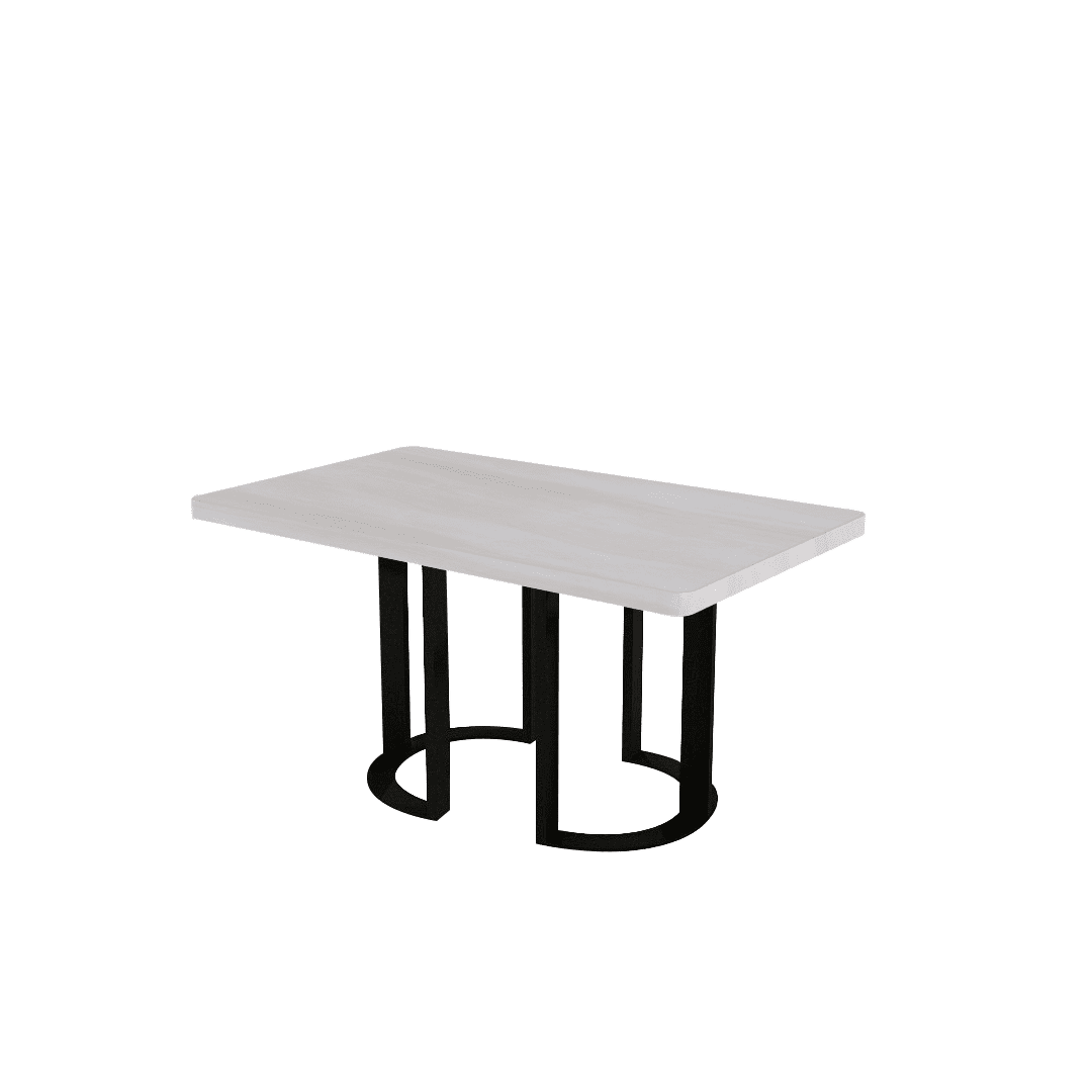 Mix & Match Rectangular Marble Dining Table with Roch Black Metal Base (1.5m x 0.9m)