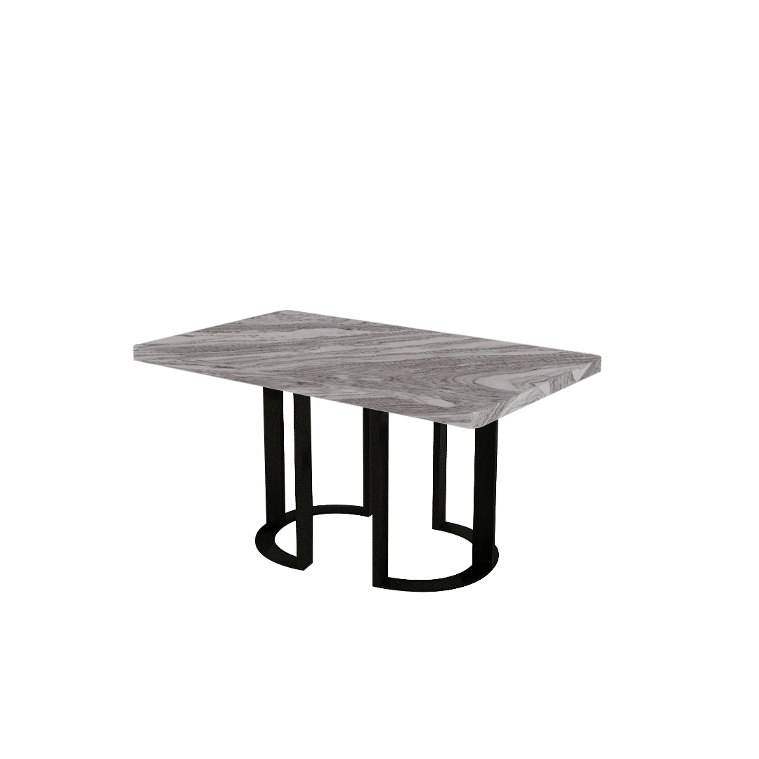 Mix & Match Rectangular Marble Dining Table with Roch Black Metal Base (1.5m x 0.9m)