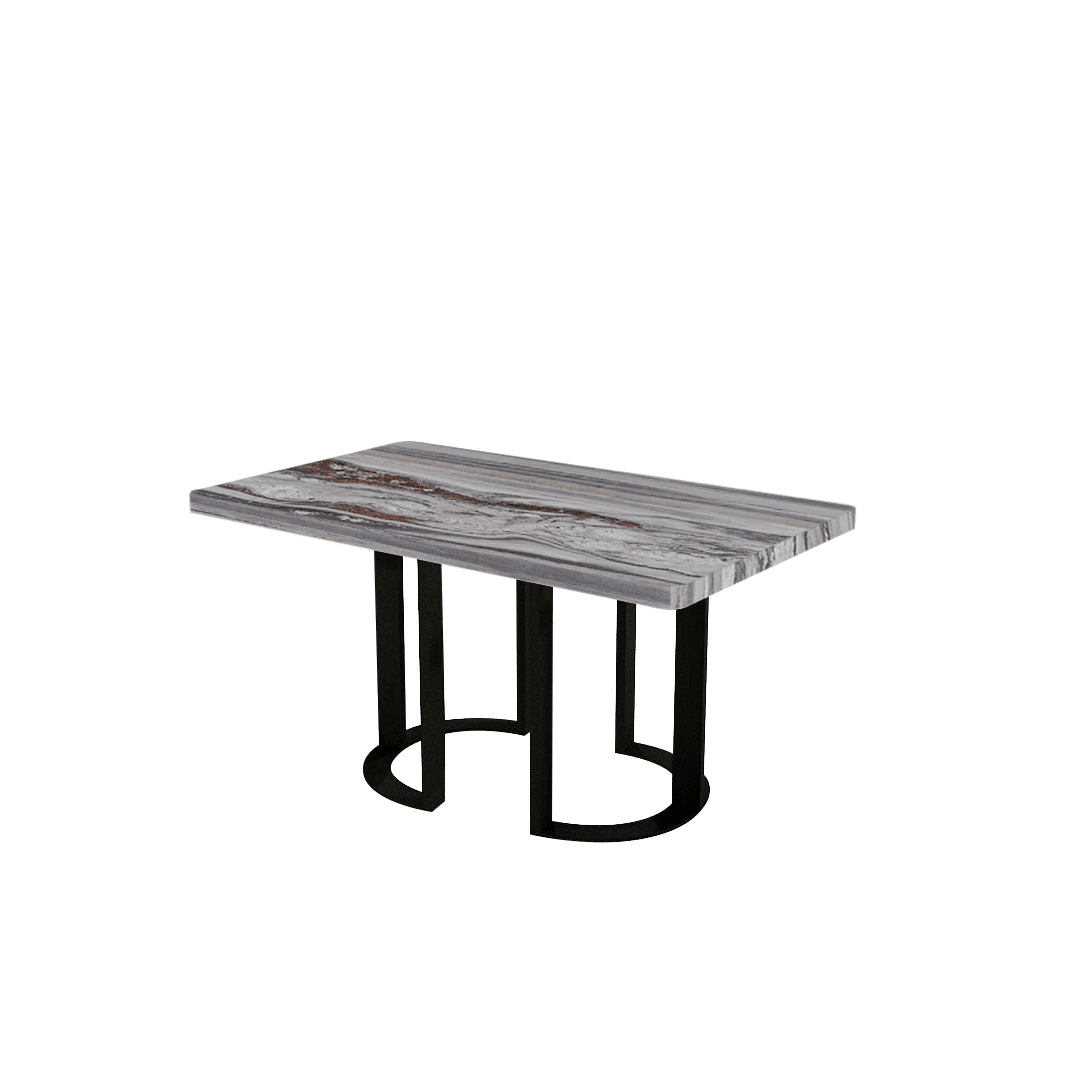 Mix & Match Rectangular Marble Dining Table with Roch Black Metal Base (1.5m x 0.9m)