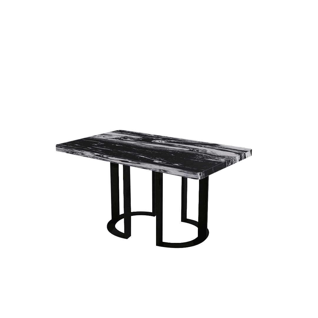Mix & Match Rectangular Marble Dining Table with Roch Black Metal Base (1.5m x 0.9m)
