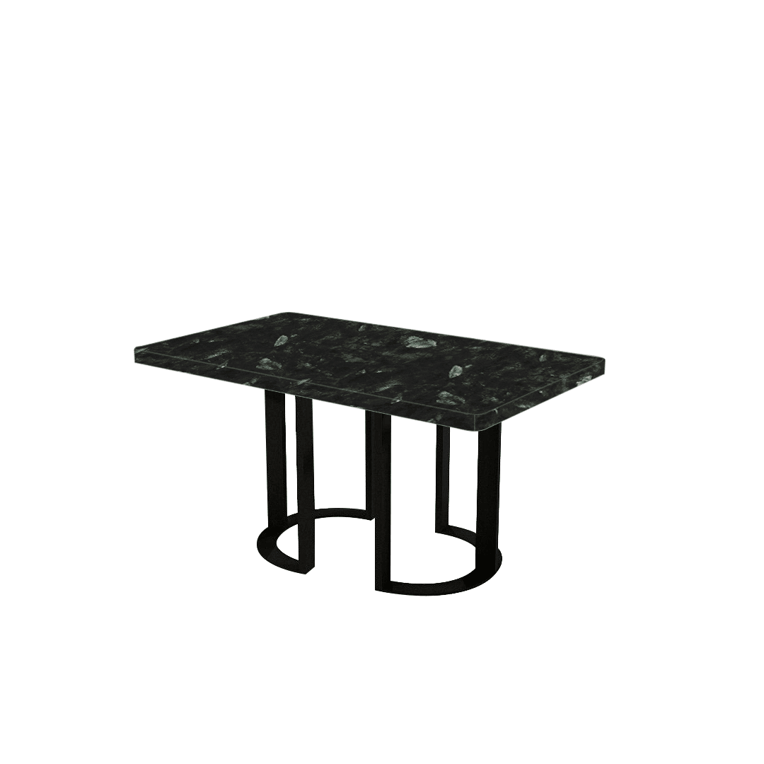 Mix & Match Rectangular Marble Dining Table with Roch Black Metal Base (1.5m x 0.9m)