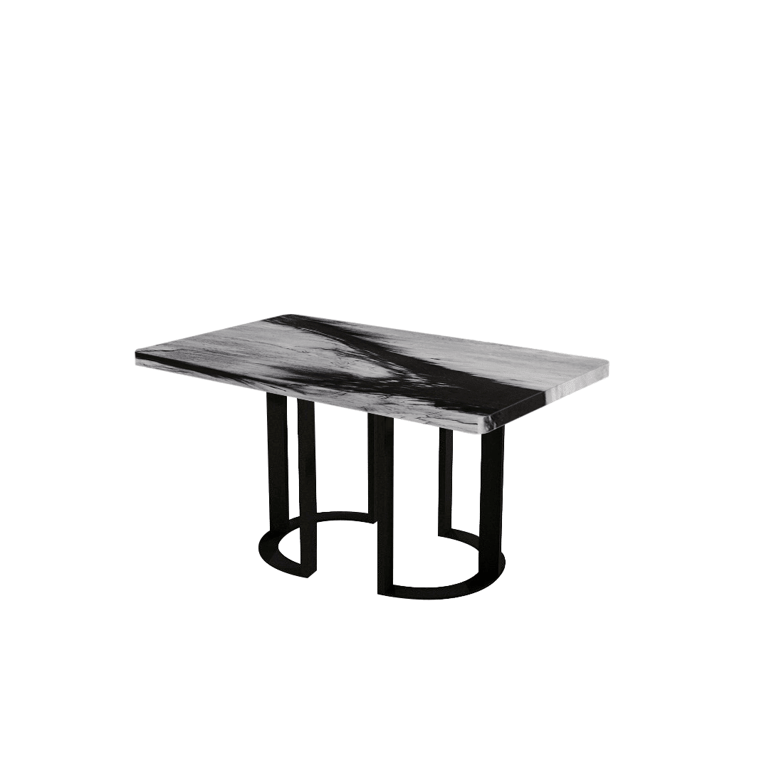 Mix & Match Rectangular Marble Dining Table with Roch Black Metal Base (1.5m x 0.9m)
