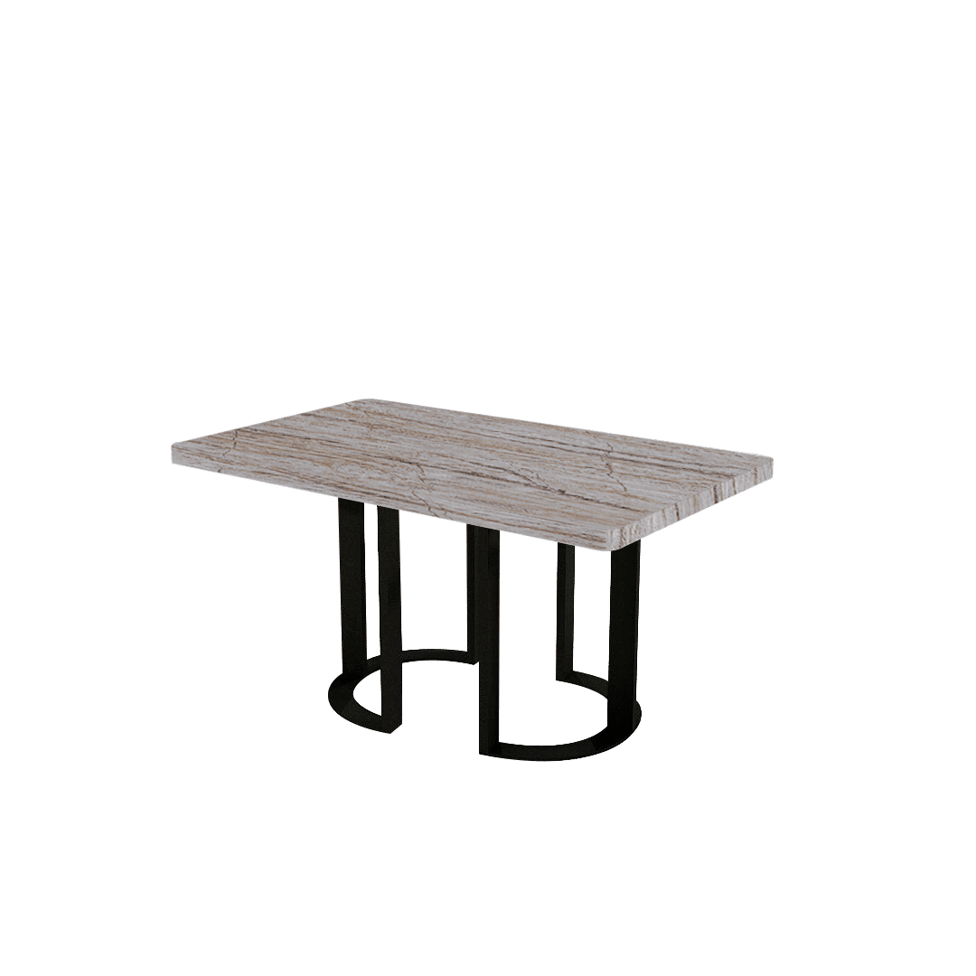 Mix & Match Rectangular Marble Dining Table with Roch Black Metal Base (1.5m x 0.9m)