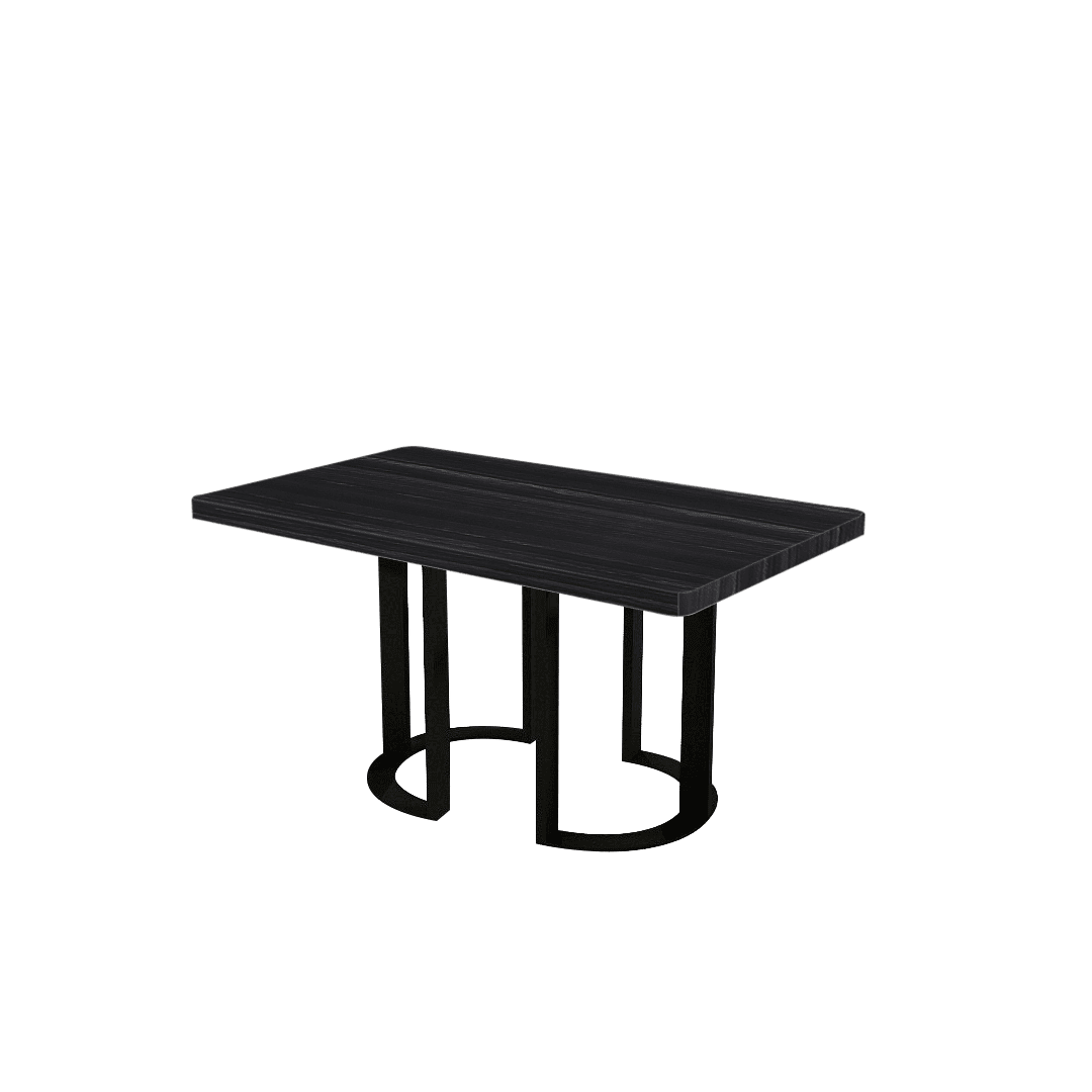 Mix & Match Rectangular Marble Dining Table with Roch Black Metal Base (1.5m x 0.9m)