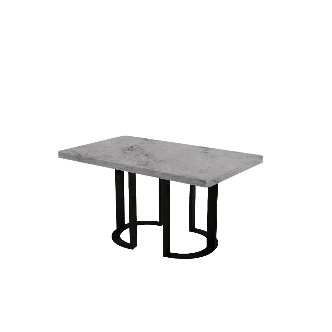 Mix & Match Rectangular Marble Dining Table with Roch Black Metal Base (1.5m x 0.9m)