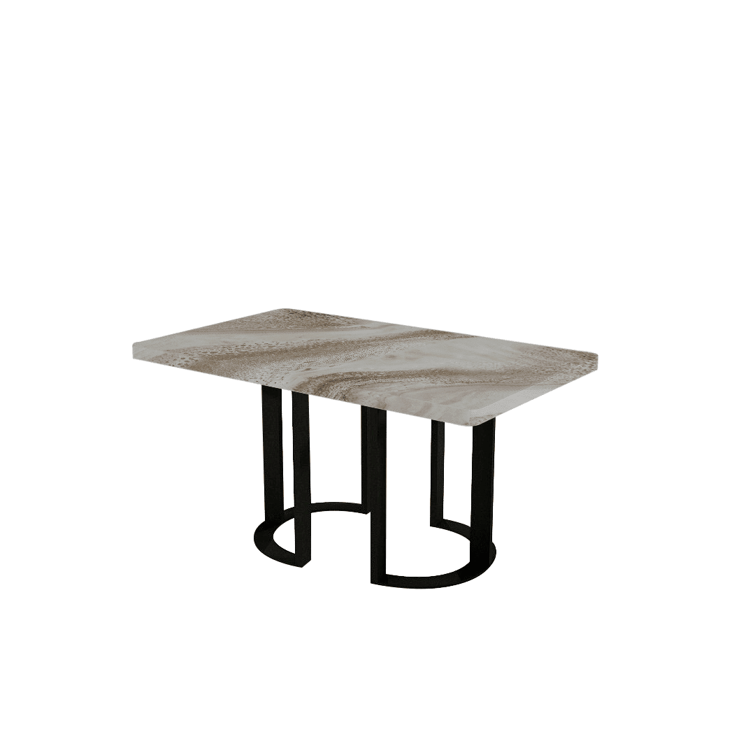 Mix & Match Rectangular Marble Dining Table with Roch Black Metal Base (1.5m x 0.9m)